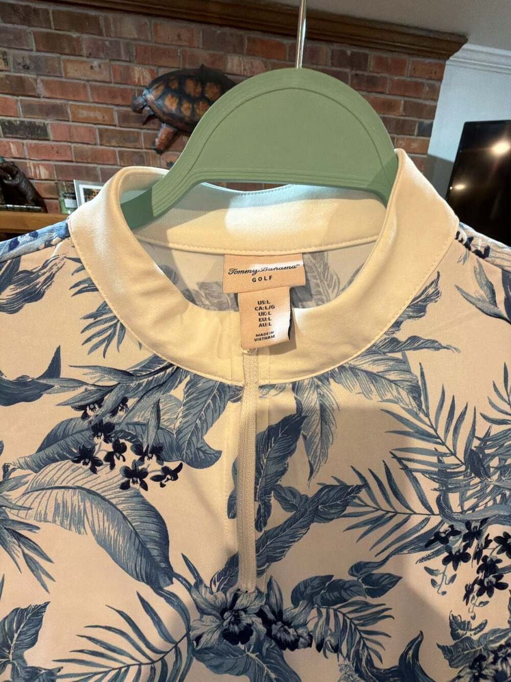 Tommy Bahama Golf Sleeveless Zip Blue Floral Tropical Print Pullover Top Large